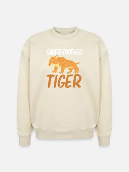 Prehistoric Smilodon Sabertooth Tiger - Stanley/Stella Radder Unisex Oversized Organic Sweatshirt -