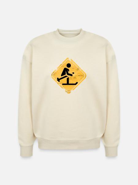 Snowboard Jump Hazard Sign - Stanley/Stella Radder Unisex Oversized Organic Sweatshirt -
