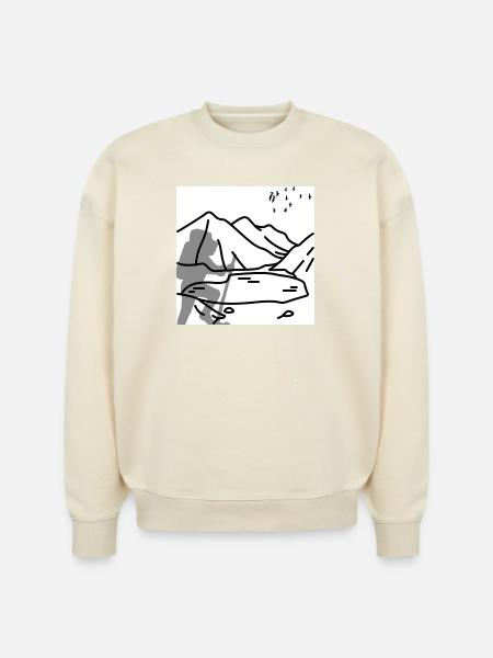 Minimal Mountain Birds Line Art - Stanley/Stella Radder Unisex Oversized Organic Sweatshirt -