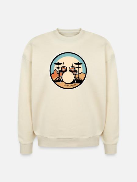 Drum Kit Artwork - Stanley/Stella Radder Unisex Oversized Organic Sweatshirt -