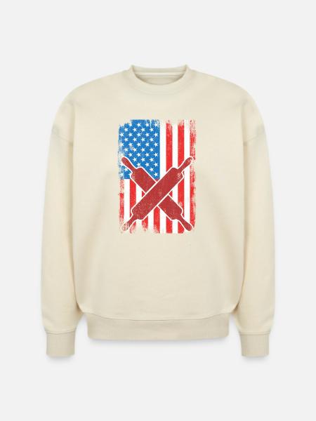Baking USA Flag - Stanley/Stella Radder Unisex Oversized Organic Sweatshirt -