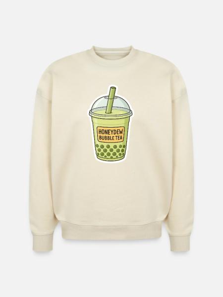 Honeydew Bubble Tea Illustration - Stanley/Stella Radder Unisex Oversized Organic Sweatshirt -