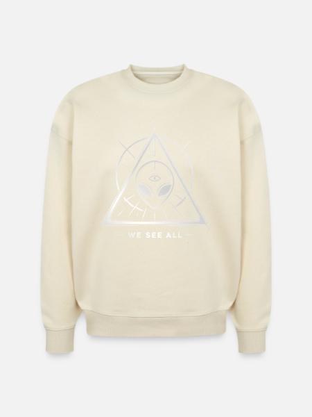 Alien Symbol We See All Cosmic Mystery Tee - Stanley/Stella Radder Unisex Oversized Organic Sweatshirt - french navy