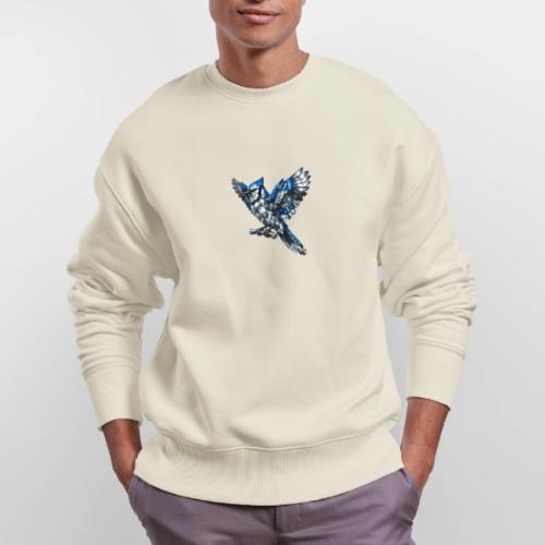 Silver Blue Jay Open Wing Perch - Stanley/Stella Radder Unisex Oversized Organic Sweatshirt