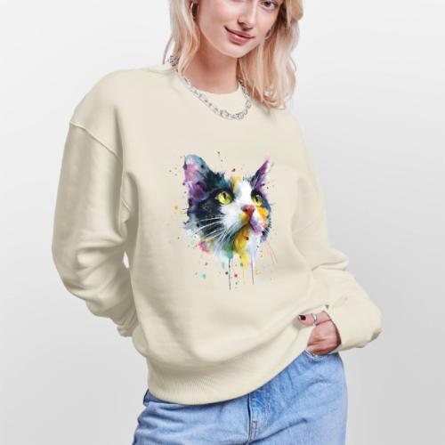 Cat: Painted Purr Expression - Stanley/Stella Radder Unisex Oversized Organic Sweatshirt