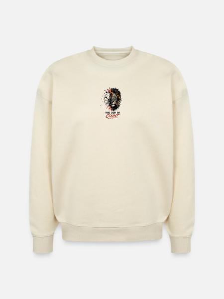 Timekeeper Tiger Split Clock - Stanley/Stella Radder Unisex Oversized Organic Sweatshirt - natural raw