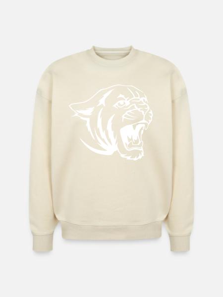 Cougar Tiger Face - Stanley/Stella Radder Unisex Oversized Organic Sweatshirt - natural raw