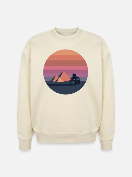Volkswagen VW T2a Camper With Pyramids - Stanley/Stella Radder Unisex Oversized Organic Sweatshirt - natural raw