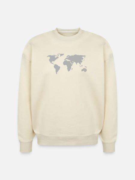 World Map - Stanley/Stella Radder Unisex Oversized Organic Sweatshirt - natural raw