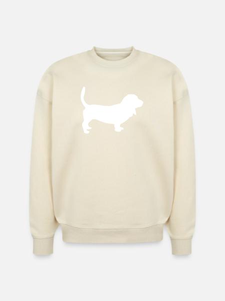 Basset Hound Dog - Stanley/Stella Radder Unisex Oversized Organic Sweatshirt - natural raw