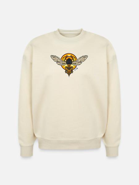 Sunlit Hornet Emblem - Stanley/Stella Radder Unisex Oversized Organic Sweatshirt - natural raw