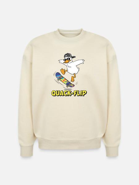 Funny Duck Skater - Stanley/Stella Radder Unisex Oversized Organic Sweatshirt - natural raw