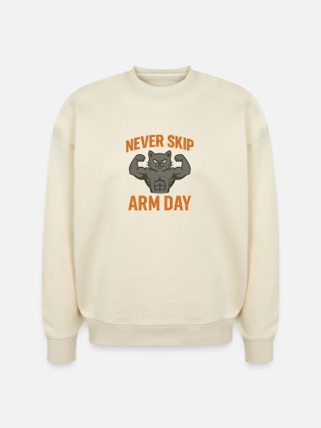 Never Skip Arm Day - Stanley/Stella Radder Unisex Oversized Organic Sweatshirt - natural raw
