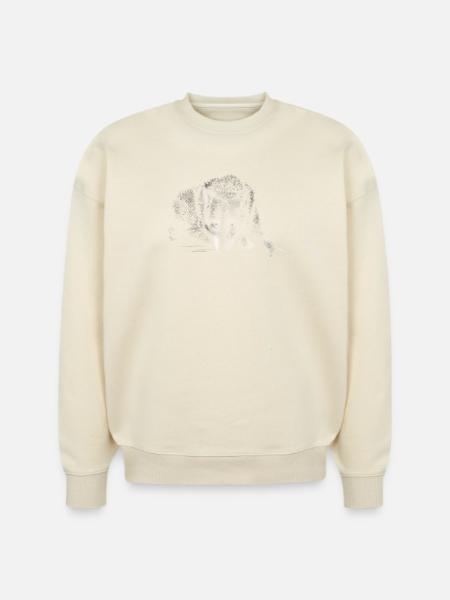 Wolf Silhouette Mono - Stanley/Stella Radder Unisex Oversized Organic Sweatshirt - natural raw