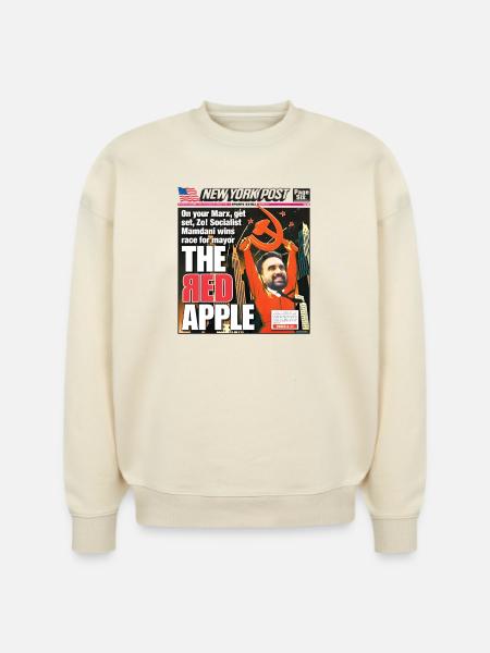 The Red Apple New York Post Zohran Mamdani  - Stanley/Stella Radder Unisex Oversized Organic Sweatshirt - natural raw