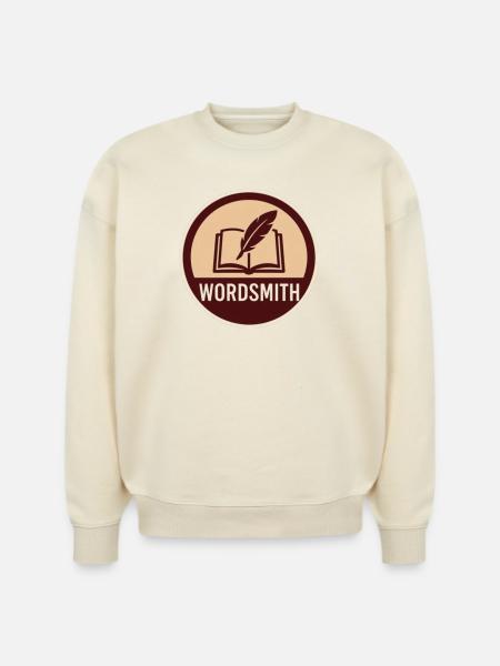 Wordsmith Quill Open Book - Stanley/Stella Radder Unisex Oversized Organic Sweatshirt - natural raw