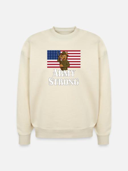 Patriotic Mule Soldier - Stanley/Stella Radder Unisex Oversized Organic Sweatshirt - natural raw