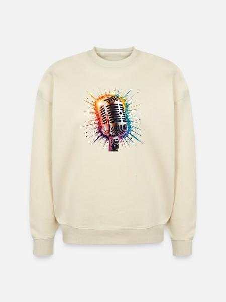 Microphone Art Print - Stanley/Stella Radder Unisex Oversized Organic Sweatshirt - natural raw