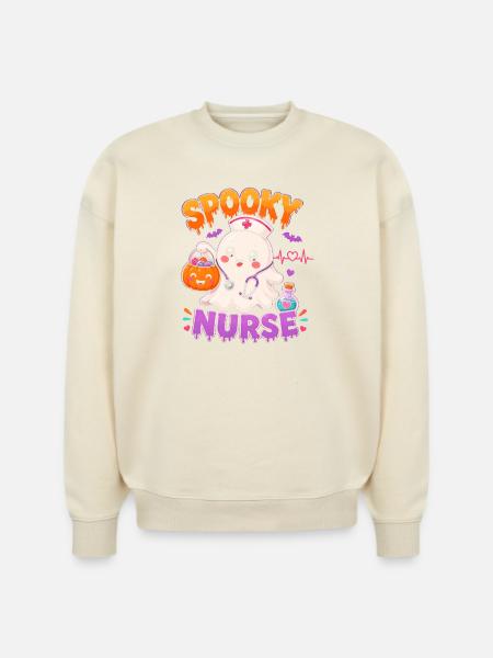 Spooky Nurse Halloween - Stanley/Stella Radder Unisex Oversized Organic Sweatshirt - natural raw