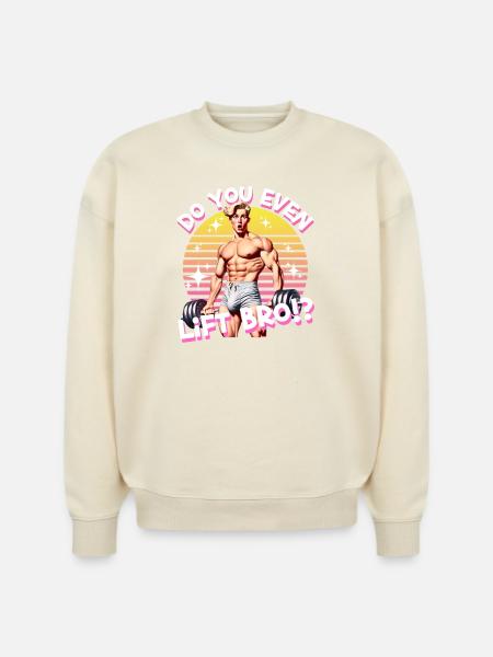 Retro Muscle Lift Meme - Stanley/Stella Radder Unisex Oversized Organic Sweatshirt - natural raw