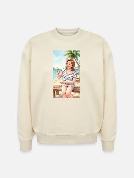 Beach Selfie Moment - Stanley/Stella Radder Unisex Oversized Organic Sweatshirt - natural raw