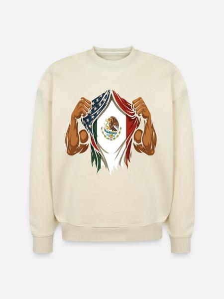 Mexican American Flag Mexican Roots - Stanley/Stella Radder Unisex Oversized Organic Sweatshirt - natural raw