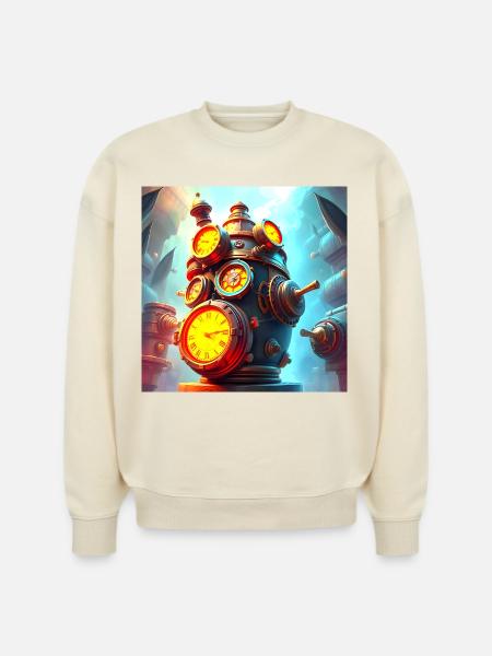 Clockwork Steam Engine - Stanley/Stella Radder Unisex Oversized Organic Sweatshirt - natural raw