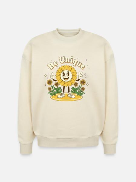 Be Unique Sunflower Hero - Stanley/Stella Radder Unisex Oversized Organic Sweatshirt - natural raw