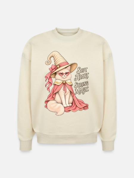 Soft Heart Strong Magic Cat - Stanley/Stella Radder Unisex Oversized Organic Sweatshirt - natural raw