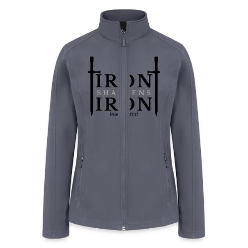 Iron Sharpens Iron - Proverbs 27:17 (Black & Grey) - Women’s Soft Shell Jacket