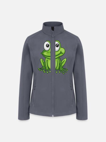 Smiling Cartoon Frog - Women’s Soft Shell Jacket - gray