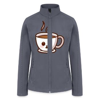 Coffee Cup Cat Face - Women’s Soft Shell Jacket - gray - Front