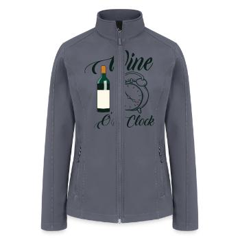 wine o'clock, wine lover gift - Women’s Soft Shell Jacket - gray - Front