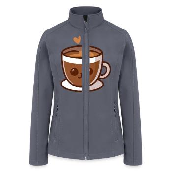 Coffee Cup Cat Face - Women’s Soft Shell Jacket - gray - Front