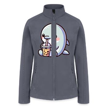 Dolphin Loves Bubble Tea - Women’s Soft Shell Jacket - gray - Front