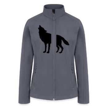 Howling Wolf (Silhouette) - Women’s Soft Shell Jacket - gray - Front