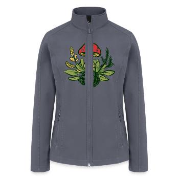 Mushroom Pine Cone Foliage Design - Women’s Soft Shell Jacket - gray - Front