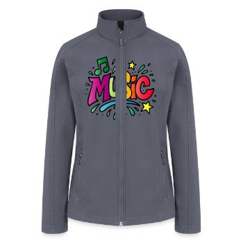 Music – Colorful Typography with a Musical Note - Women’s Soft Shell Jacket - gray - Front
