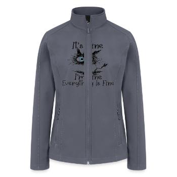 It's Fine I'm Fine Everything Is Fine Funny cat - Women’s Soft Shell Jacket - gray - Front