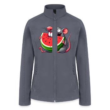 Cute mouse watermelon summer whimsical quirky - Women’s Soft Shell Jacket - gray - Front