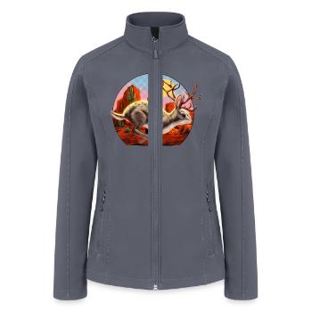 Jackalope Cryptid Rabbit - Women’s Soft Shell Jacket - gray - Front