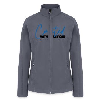 Created With A Purpose (Blue) - Women’s Soft Shell Jacket - gray - Front