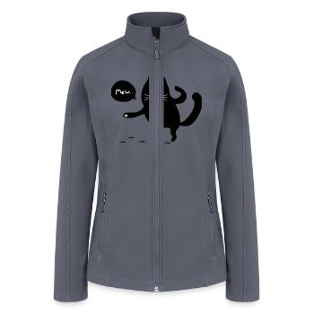 silhouette stamp of a skulking cat - Women’s Soft Shell Jacket - gray - Front