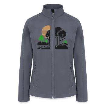 Trees, Hills, and Sun Retro Vector Three Colors - Women’s Soft Shell Jacket - gray - Front