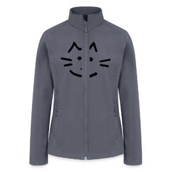 Cute Cat Doodle Drawing face - Women’s Soft Shell Jacket - gray - Front
