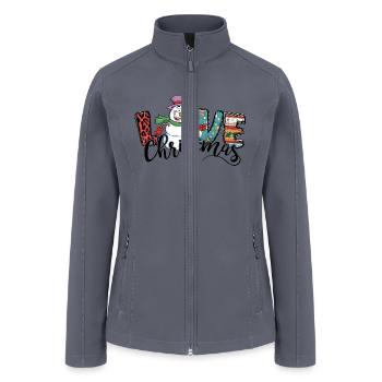 Funny Love Christmas Lover Leopard Family Matching - Women’s Soft Shell Jacket - gray - Front
