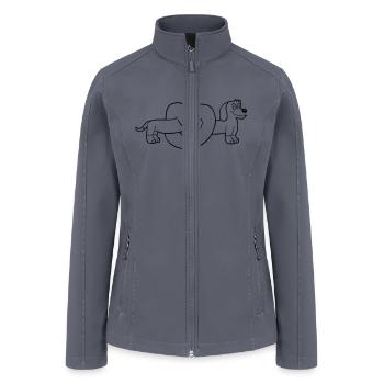 Dog Dachshund Pretzel Shape Knot Long Body Comic - Women’s Soft Shell Jacket - gray - Front