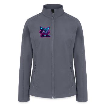 Neon Cyber Cat Glow - Women’s Soft Shell Jacket - gray - Front