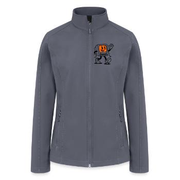 Retro Happy Computer Cartoon Design - Women’s Soft Shell Jacket - gray - Front