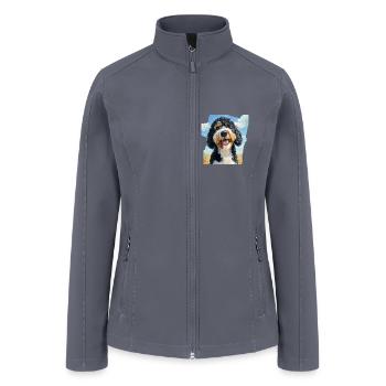 Bernedoodle Field Nature Bernedoodle Watercolor - Women’s Soft Shell Jacket - gray - Front